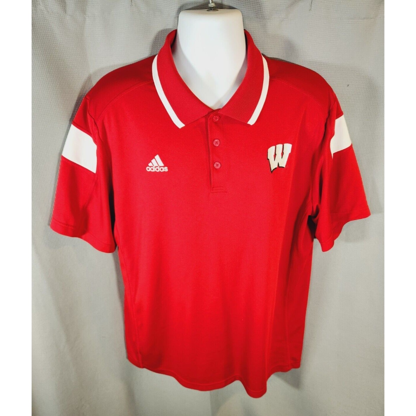 Wisconsin Badgers Climate Polo Shirt Adidas Climalite Xl Red